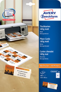 AVERY Zweckform cartes chevalets pour imprimante Laser/