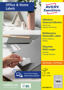 AVERY Zweckform étiquettes Stick+Lift, 63,5 x 29,6 mm, blanc