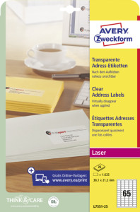 AVERY Zweckform Etiquettes adresses transparentes, 99,1 x