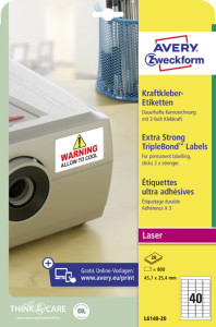 AVERY Zweckform étiquettes Ultra adhésives 63.5 x 33,9 mm,