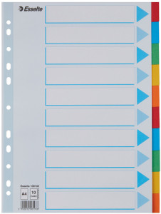 Esselte intercalaires en carton, unis, A4, 10 positions, en