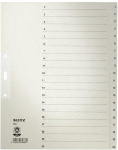 LEITZ intercalaire en papier naturel, numéroté, format A4,