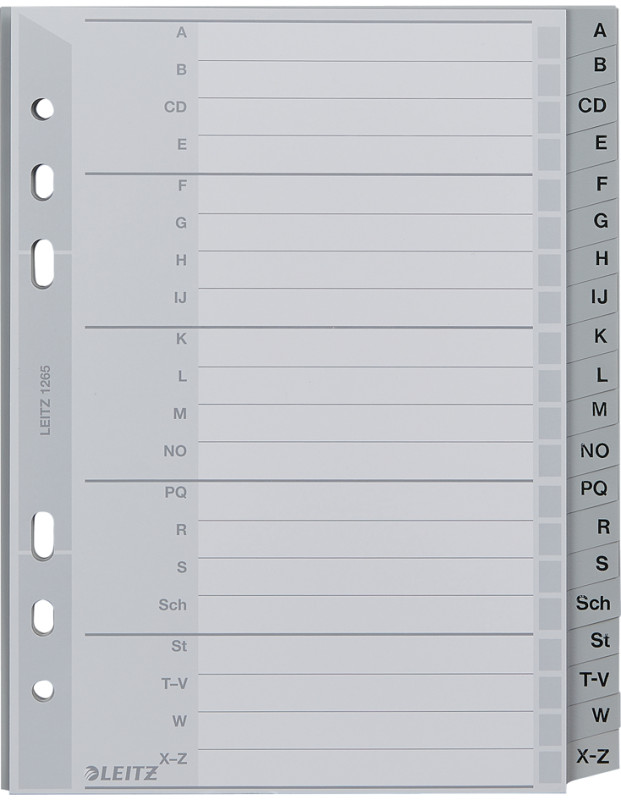 Intercalaires à classeur, A4, A-Z, Film PP, gris, 20 p. acheter à