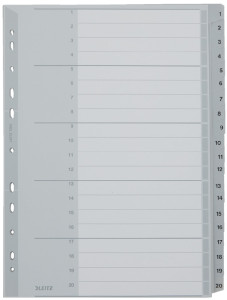 LEITZ intercalaire en plastique, numéroté, format A4 extra