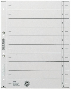 LEITZ intercalaires, format A4 extra large, en carton solide