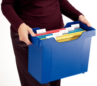 LEITZ Bac de rangement pour dossiers suspendus Uni Plus, bleu