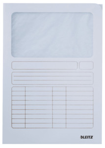 LEITZ Chemise à fenêtre, format A4, carton, blanc, 160g/m2