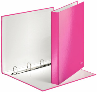 LEITZ Classeur à anneaux WOW, format A4, carton rigide, rose