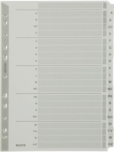 LEITZ répertoire en carton mylar, A-Z, A4, 20 touches, gris