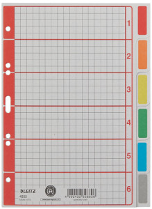 LEITZ intercalaire en carton extra solide, en blanc, A5, 6