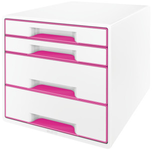 LEITZ Bloc de classement WOW CUBE, 4 tiroirs, blanc/violet