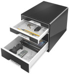 LEITZ Bloc de classement WOW CUBE, 4 tiroirs, noir/blanc