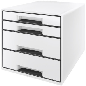 LEITZ Bloc de classement WOW CUBE, 4 tiroirs, noir/blanc