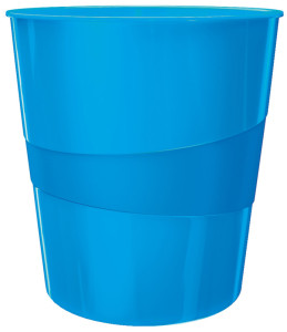 LEITZ Corbeille à papier WOW, en plastique, 15 litres, bleu