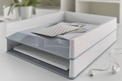 LEITZ Corbeille de courrier WOW Duo Colour, format A4, blanc