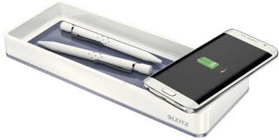 LEITZ Plumier WOW Duo Colour, chargeur à induction, blanc