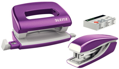 LEITZ Kit mini agrafeuse et perforateur Nexxt WOW, violet