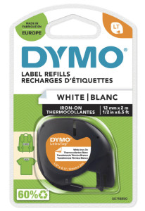 DYMO Cassette de ruban LetraTag, plastique, 12 mm x 4 m