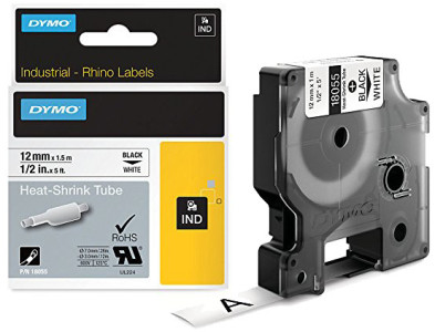 DYMO RHINO Gaine thermorétractable noir/blanc, 6 mm x 1,5 m