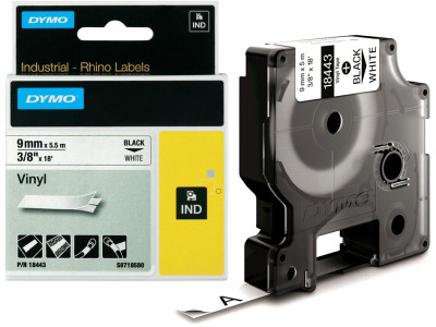 DYMO RHINO Etiquette en vinyle blanc/vert, 19 mm x 5,5 m