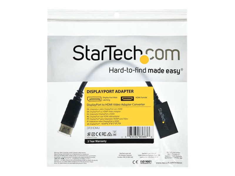 Adaptateur DisplayPort 1.2 vers HDMI 4k - DP2HD4KS - Connectique PC