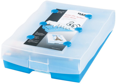 HAN Boîte à fiches CROCO 2-6-19, A8, boîte: bleu translucide