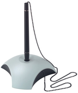 HAN Stylo-bille sur socle DELTA, plastique, gris clair/noir