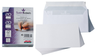 GPV Kit de 20 cartes de visites et 20 enveloppes, blanc