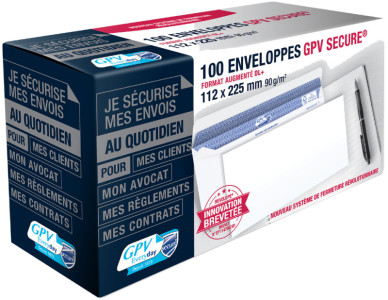 GPV Enveloppes SECURE, 112 x 255 mm, sans fenêtre