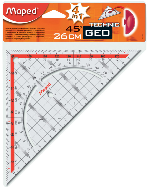 Equerre 45°/16cm geotechnic 4en1 Maped 