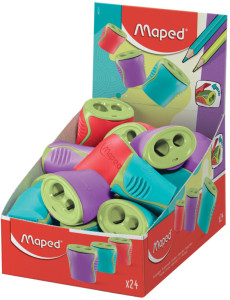 Maped double taille crayon, en plastique, présentoir de 24