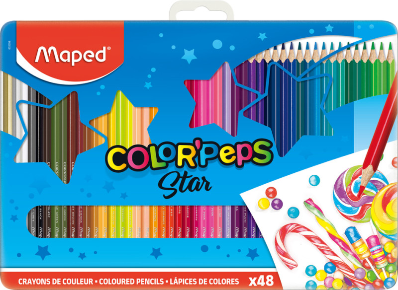Maped Crayon de couleur triangulaire COLOR'PEPS, étui métal