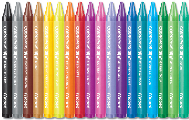 Crayons cire Color'Peps, paquet de 12 - Librairie de France