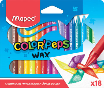 Maped Crayon de cire COLOR'PEPS WAX, étui en carton de 18