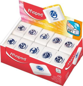 Maped Gomme en plastique Essentials Soft, blanc, présentoir