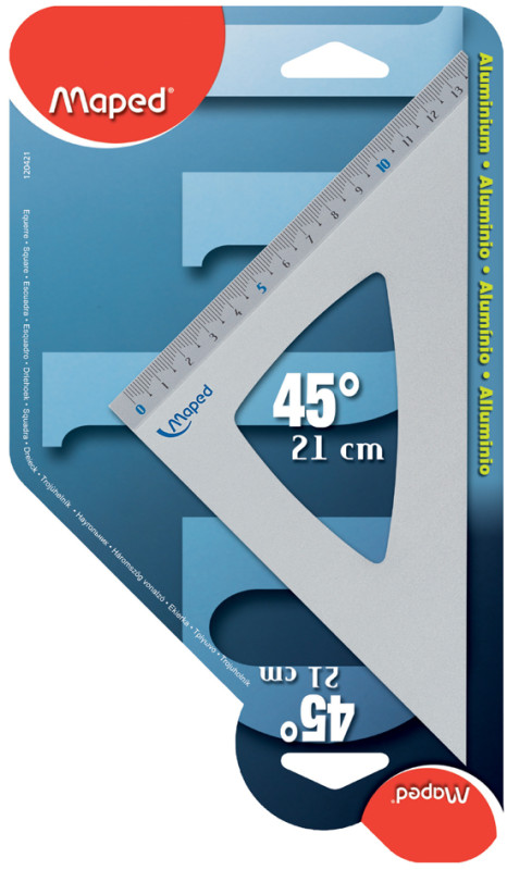 SARL APM  EQUERRE MAPED GEOMETRIQUE EN PLASTIQUE RECICLE 45 HYPOTENUSE 21CM