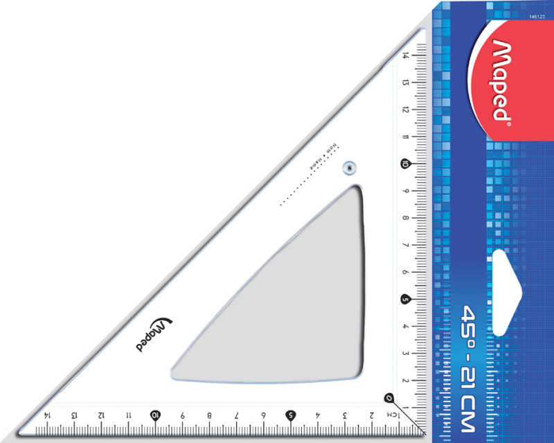 Maped Equerre Cristal 45 degrés, hypothénuse : 210 mm