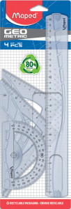 Maped Kit de géométrie MAXI, 4 pièces, transparent