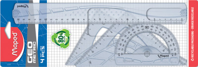 Maped Kit de géométrie MAXI, 4 pièces, transparent