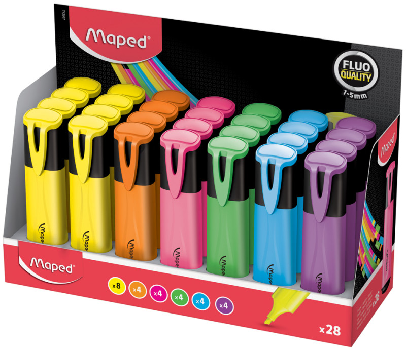 Maped Surligneur FLUO'PEPS Classic, présentoir de 28 pièces