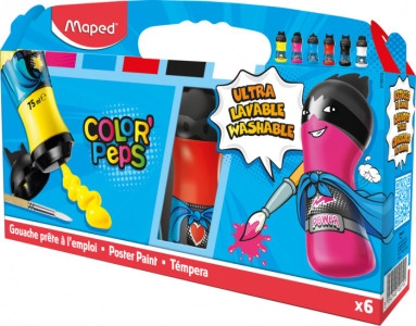 Maped Gouache COLOR'PEPS, en bouteille, étui en carton de 6