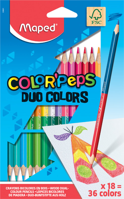 CRAYONS COULEURS COLOR'PEPS DUO DE 12 COULEURS MAPED REF: 829600