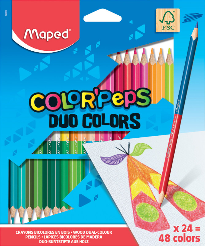 Maped Crayons de couleur COLOR'PEPS DUO, triangulaire, étui