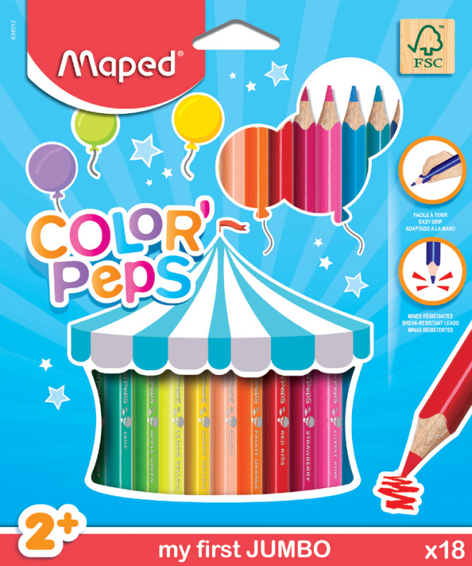 Étui de 12 crayons de couleur triangulaire Maped Color'peps pour