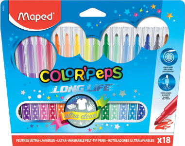 Maped Feutre COLOR'PEPS, étui en carton de 18, largeur du