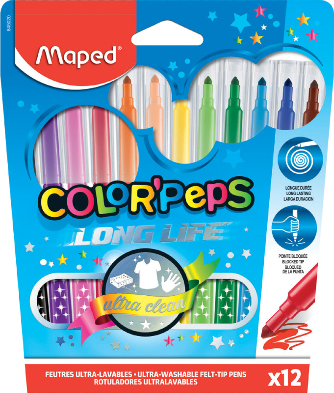845021:Maped Feutre Color'Peps 18 feutres en étui cartonné