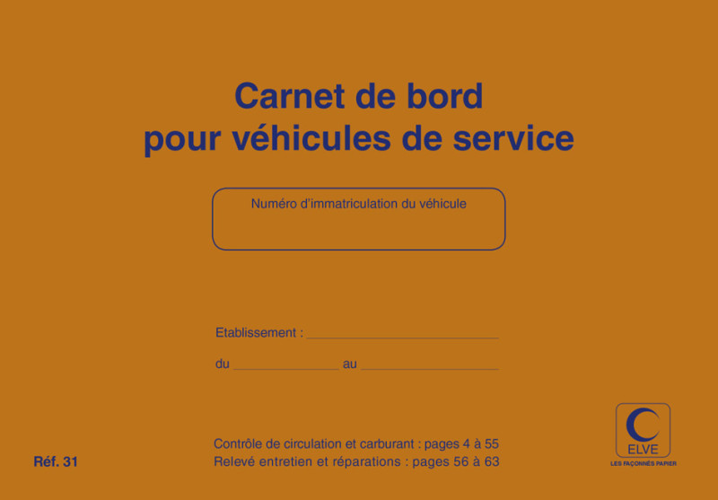 Elve Carnet de bord pour véhicules de service 150 x 215 mm