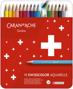 CARAN D'ACHE Crayons de couleur Swisscolor, étui métal de 12