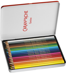 CARAN D'ACHE Crayons de couleur Swisscolor, étui métal de 12