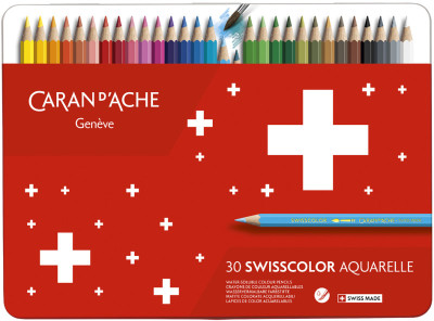 CARAN D'ACHE Crayons de couleur Swisscolor, étui métal de 12